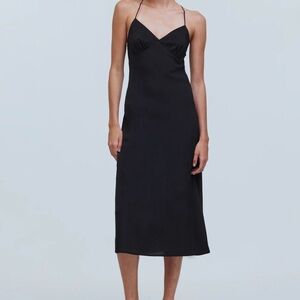 Madewell Black Spaghetti Strap Midi Dress
